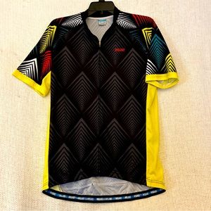 Arsuxeo Cycling Jersey Full Zip Black Yellow Red Men’s XL